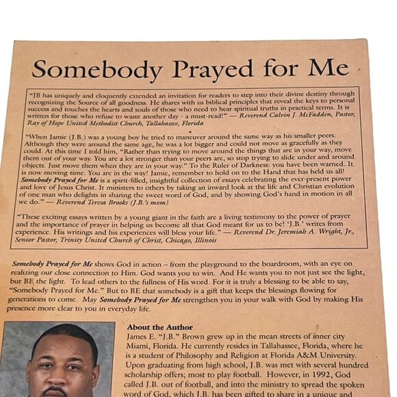 Somebody Prayed for Me Conversations Life Healing By James E. Brown Signed - Picture 3 of 7